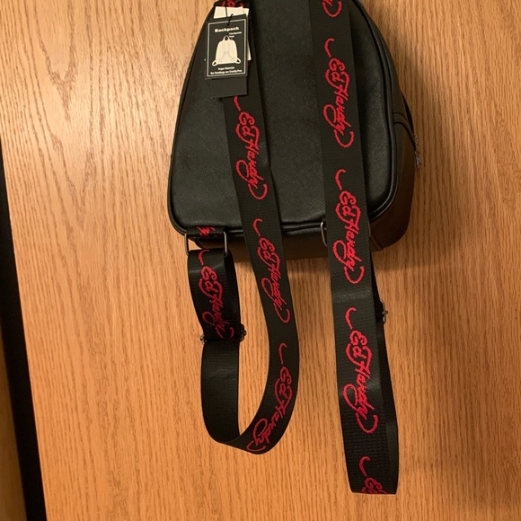 Ed Hardy Black Backpack with Bold Patches Fully adjustable Straps Vegan - Picture 7 of 7
